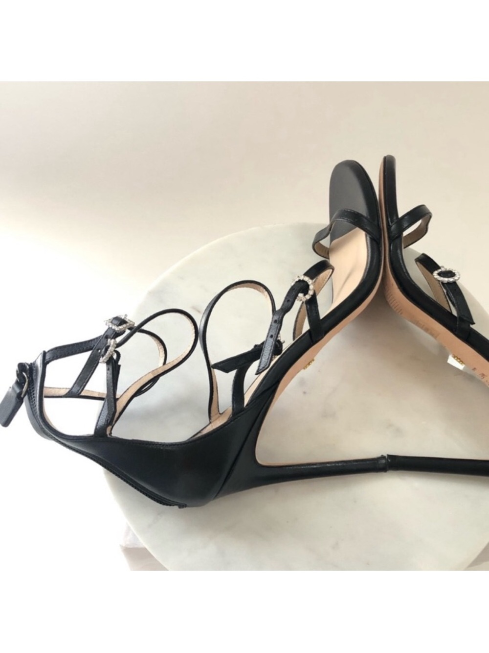 Stuart Weitzman Black Strappy Crystal-Accent Stiletto - Picture 11 of 16